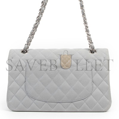CHANEL GREY SUEDE CAVIAR LEATHER MEDIUM CLASSIC FLAP BAG (25*14*6.5cm) 